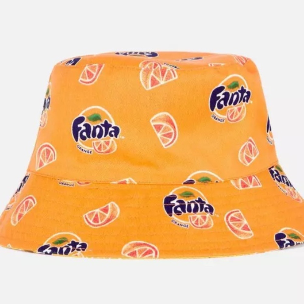 Fanta Bright orange and yellow reversible bucket hat one size unisex